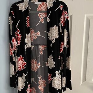 Calvin Klein Black Cardigan with Red & Cream Floral Print